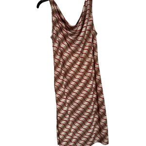 Women’s Fun Sleeveless Wavy Striped Sheath Dress With Cowled Neck Size Large
